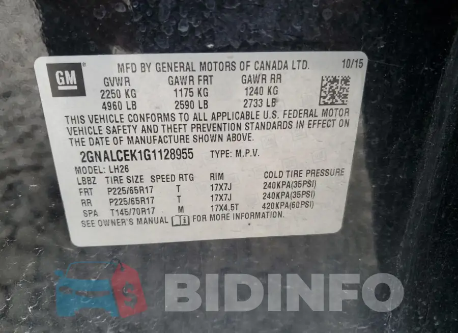 2GNALCEK1G1128955 Photo# 14