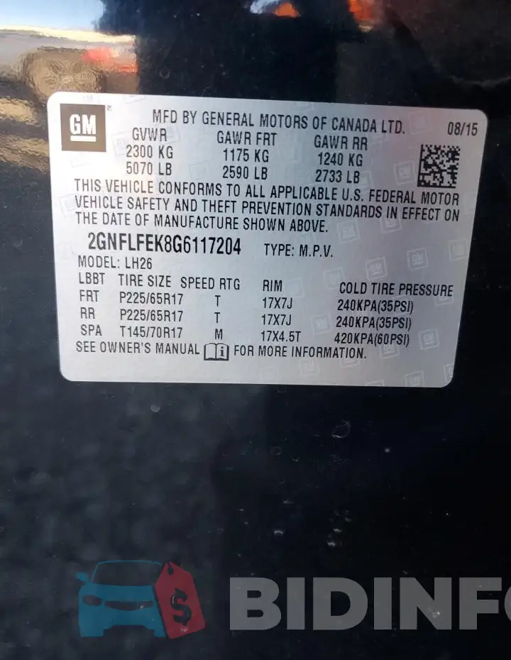 2GNFLFEK8G6117204 Photo# 13