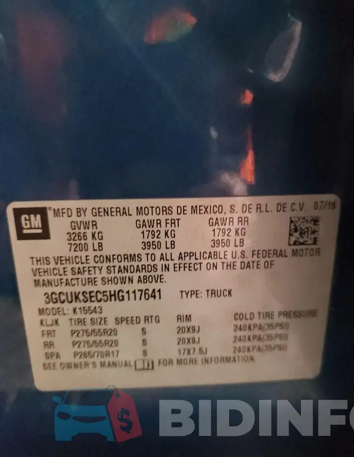 3GCUKSEC5HG117641 Photo# 12