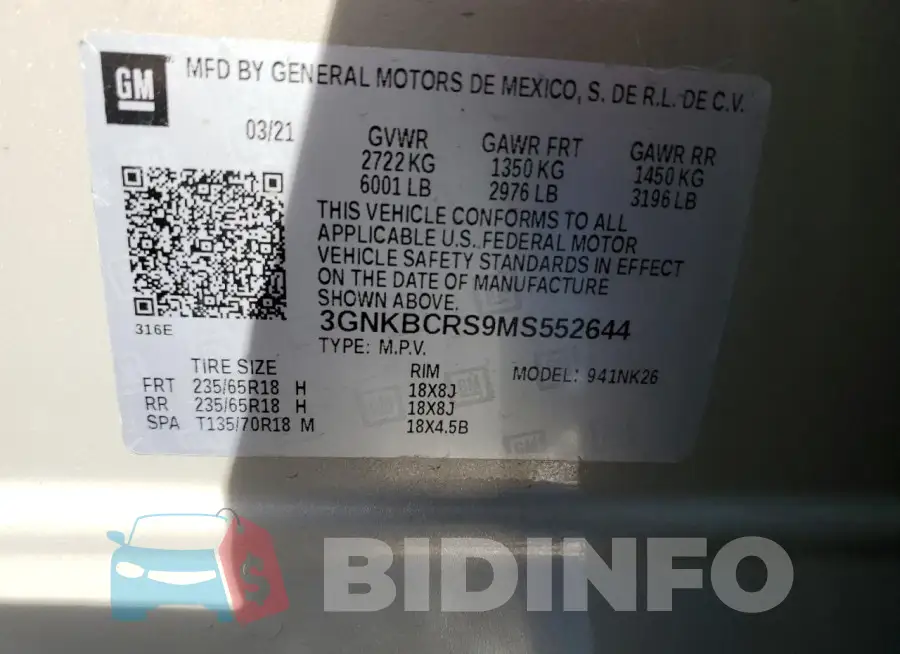 3GNKBCRS9MS552644 Photo# 13