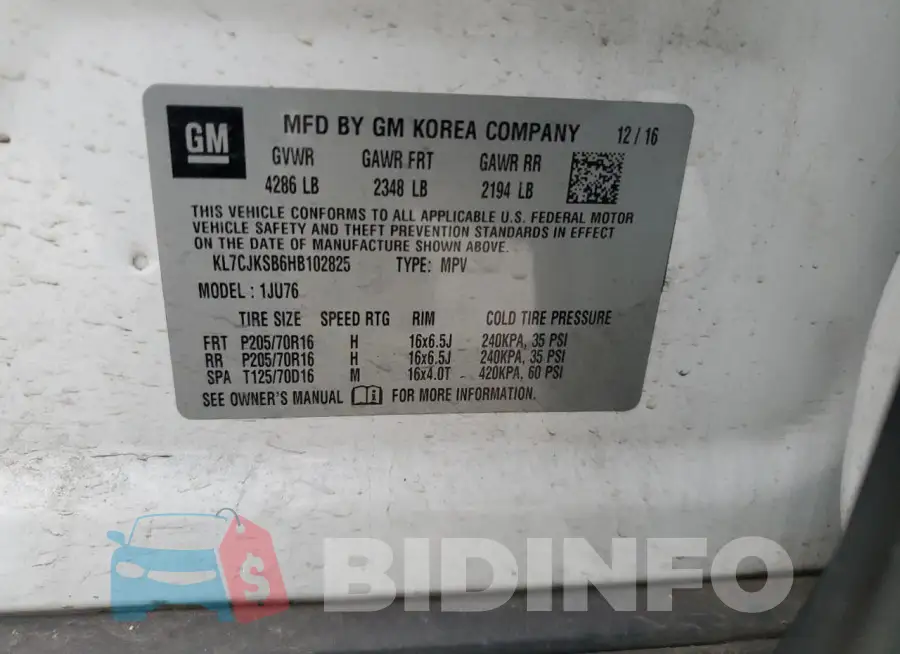 KL7CJKSB6HB102825 Photo# 13