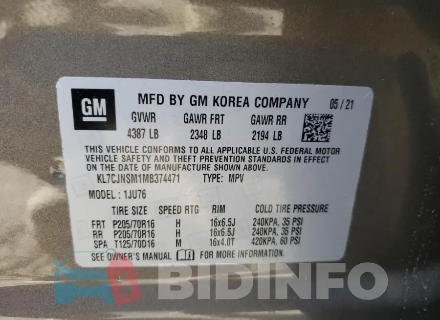 KL7CJNSM1MB374471 Photo# 13
