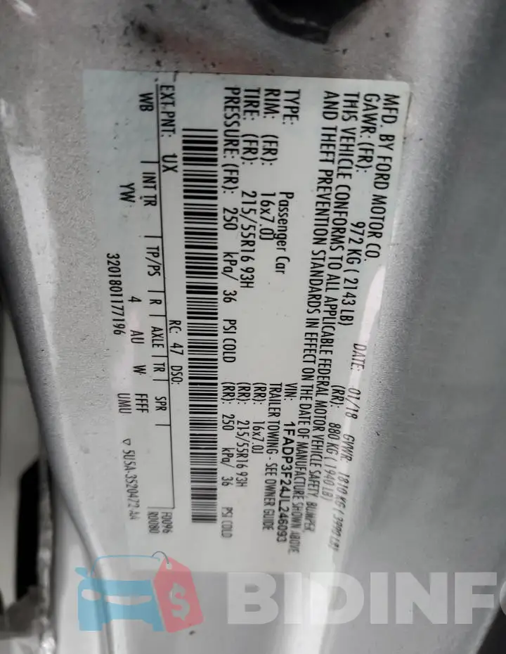 1FADP3F24JL246093 Photo# 12