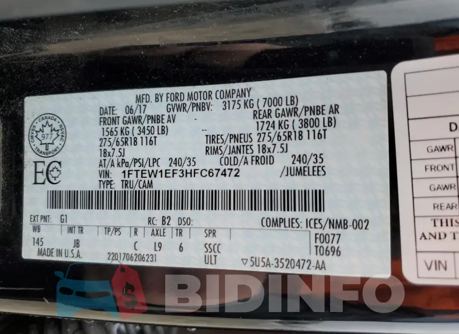 1FTEW1EF3HFC67472 Photo# 12