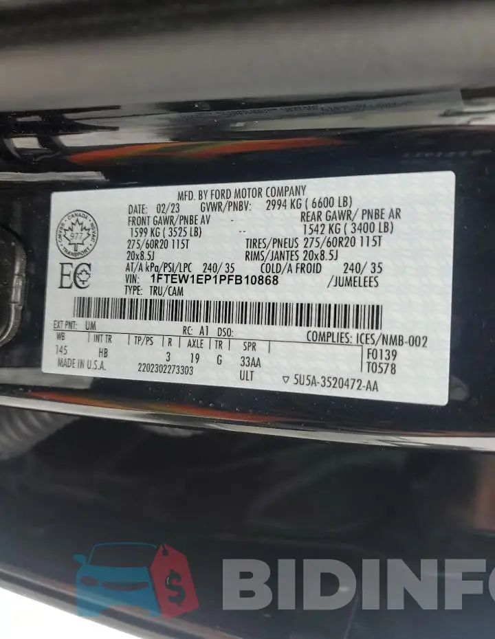 1FTEW1EP1PFB10868 Photo# 12