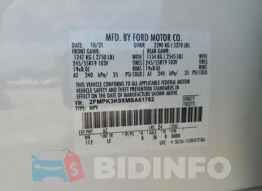 2FMPK3K9XMBA61782 Photo# 14