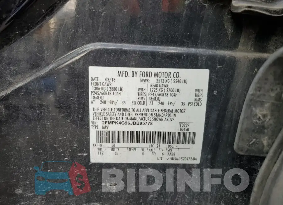 2FMPK4G96JBB95778 Photo# 12