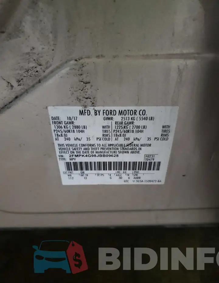 2FMPK4G98JBB09628 Photo# 13