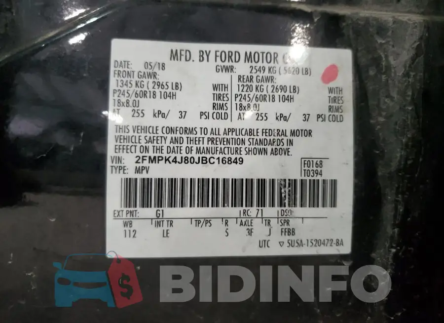 2FMPK4J80JBC16849 Photo# 13