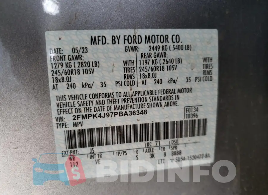 2FMPK4J97PBA36348 Photo# 14
