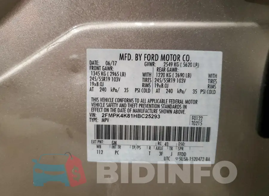 2FMPK4K81HBC25293 Photo# 14