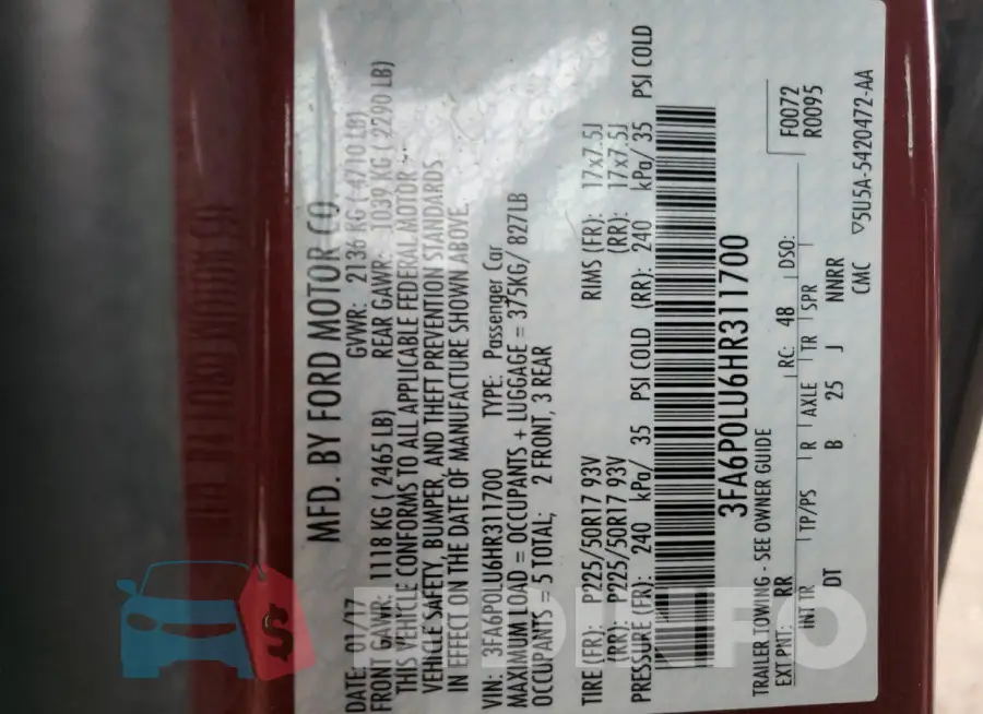 3FA6P0LU6HR311700 Photo# 13