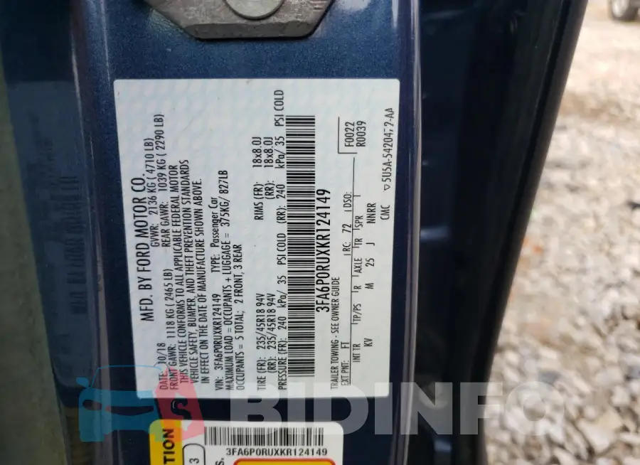 3FA6P0RUXKR124149 Photo# 12