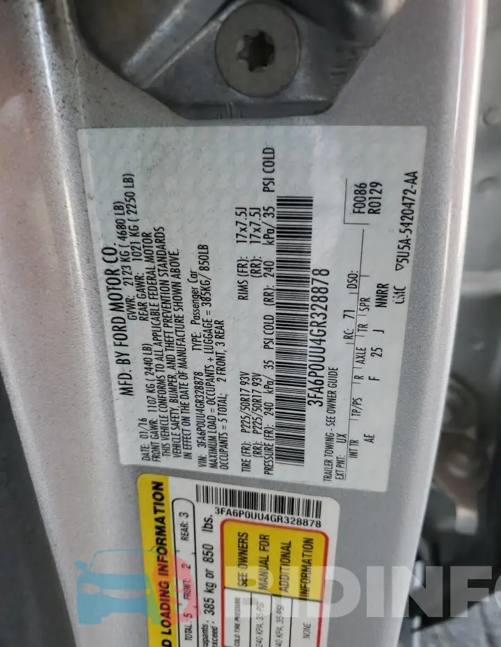 3FA6P0UU4GR328878 Photo# 12