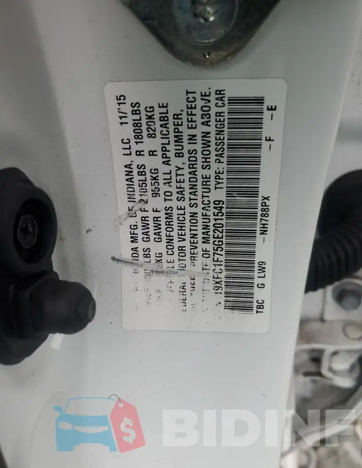 19XFC1F75GE201549 Photo# 12