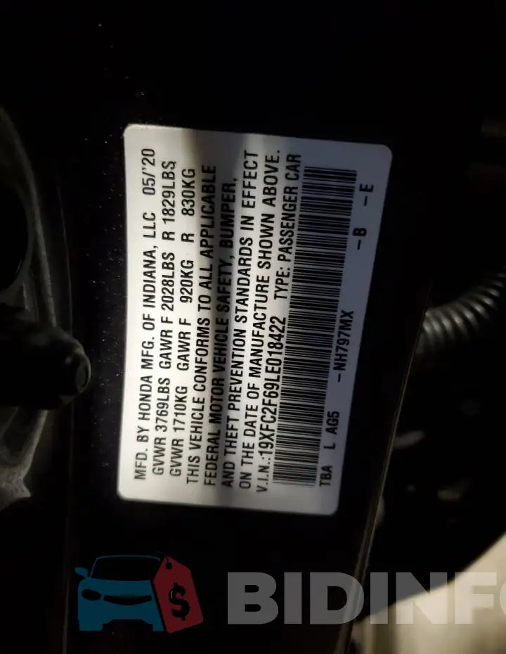 19XFC2F69LE018422 Photo# 12