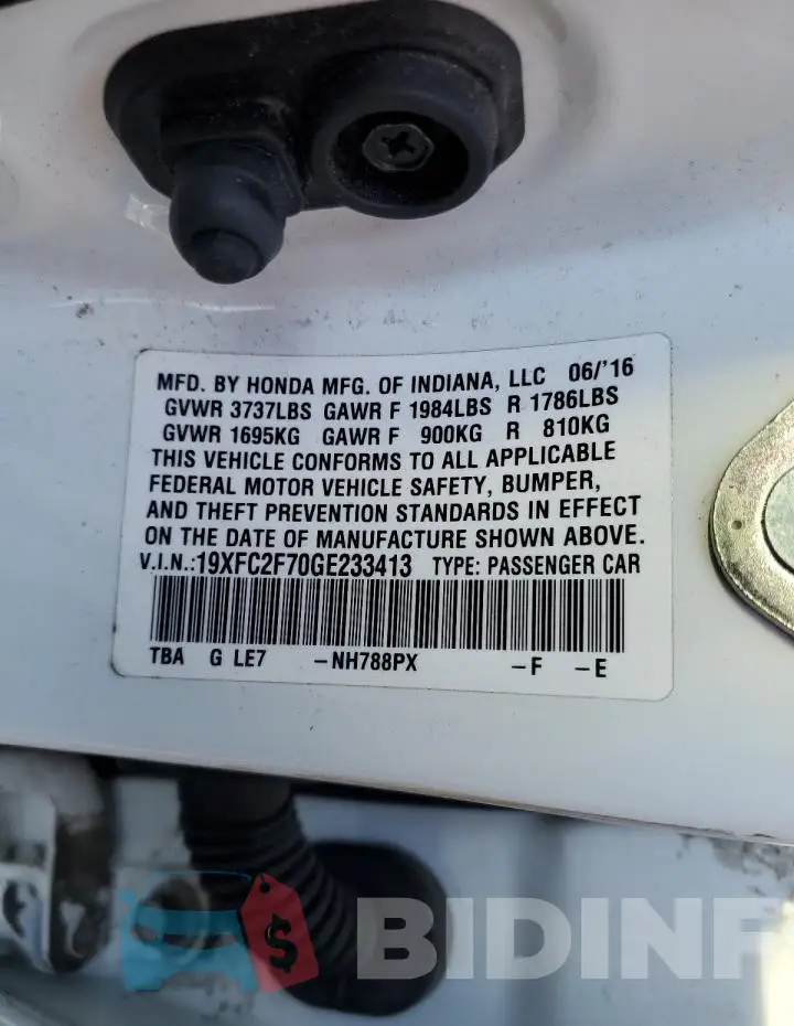 19XFC2F70GE233413 Photo# 13