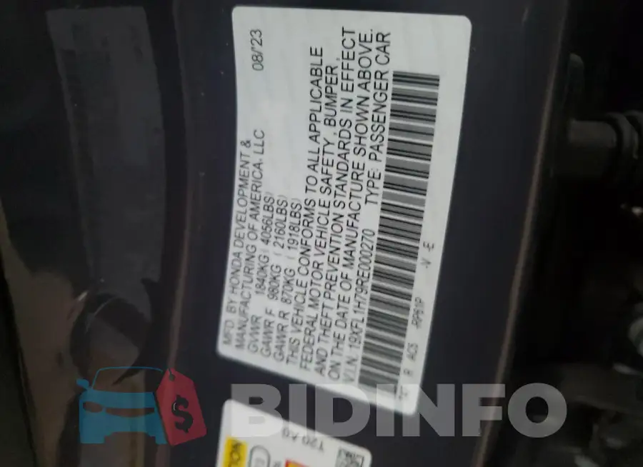 19XFL1H79RE000270 Photo# 12