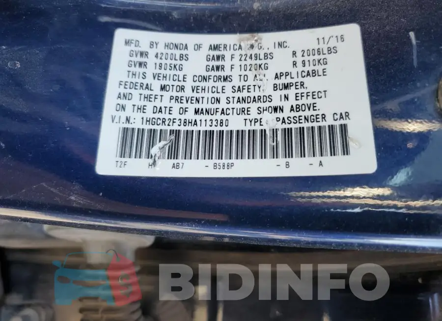 1HGCR2F38HA113380 Photo# 12