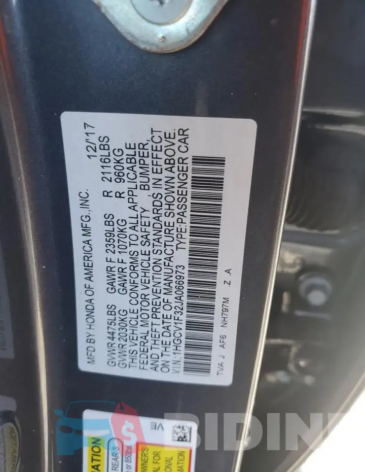 1HGCV1F32JA066973 Photo# 12
