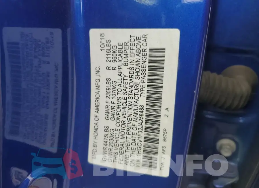 1HGCV1F32JA258488 Photo# 12