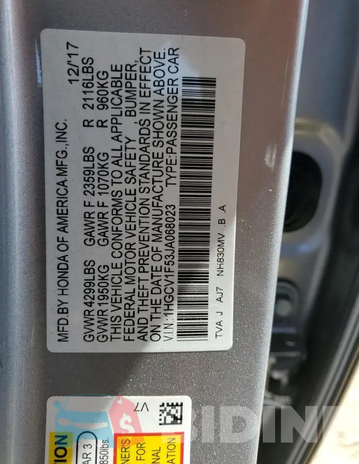 1HGCV1F53JA068023 Photo# 13