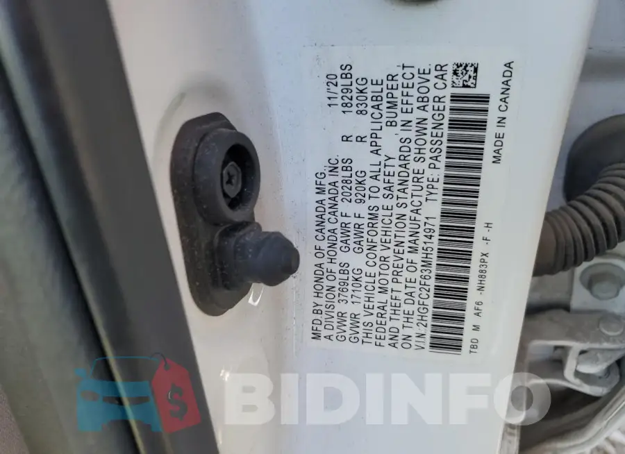2HGFC2F63MH514971 Photo# 12