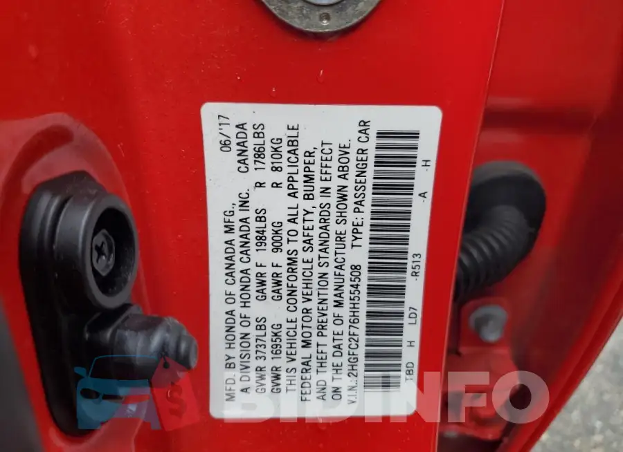 2HGFC2F76HH554508 Photo# 12