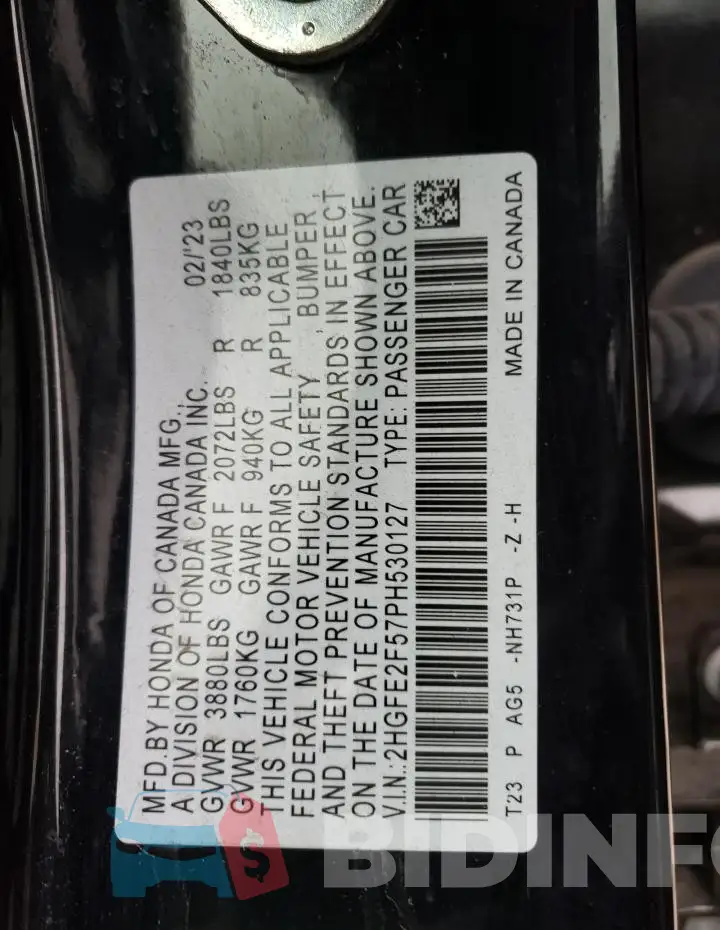 2HGFE2F57PH530127 Photo# 12