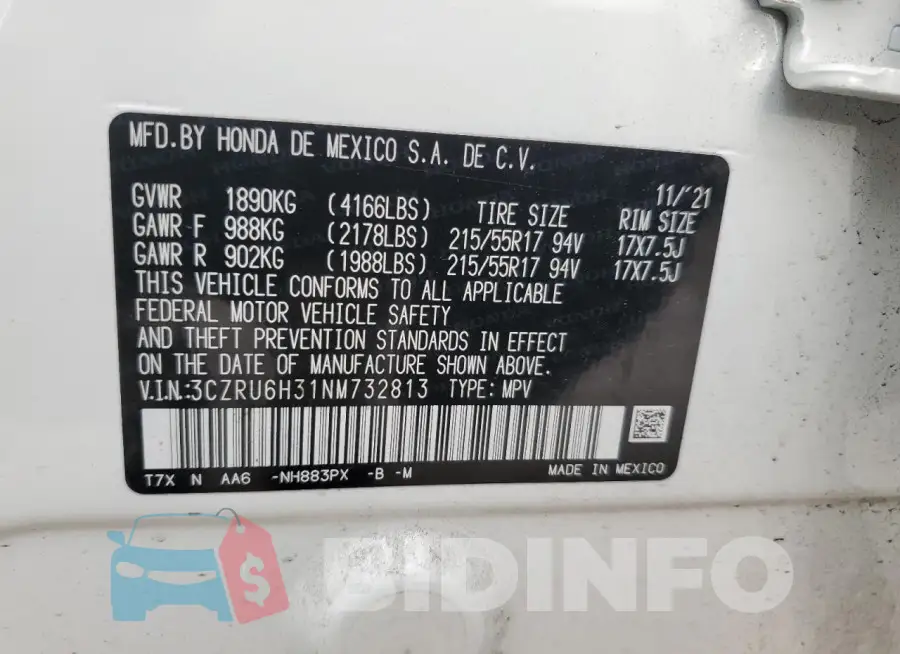3CZRU6H31NM732813 Photo# 14