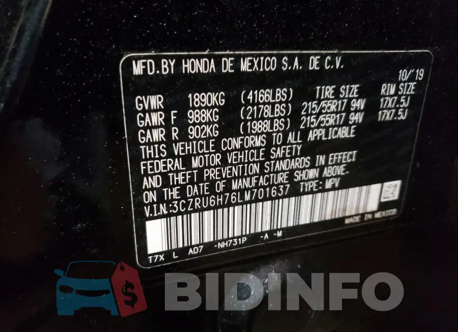 3CZRU6H76LM701637 Photo# 12