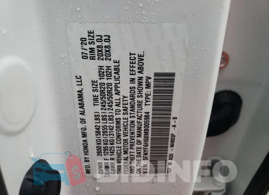5FNYF6H68MB005984 Photo# 14