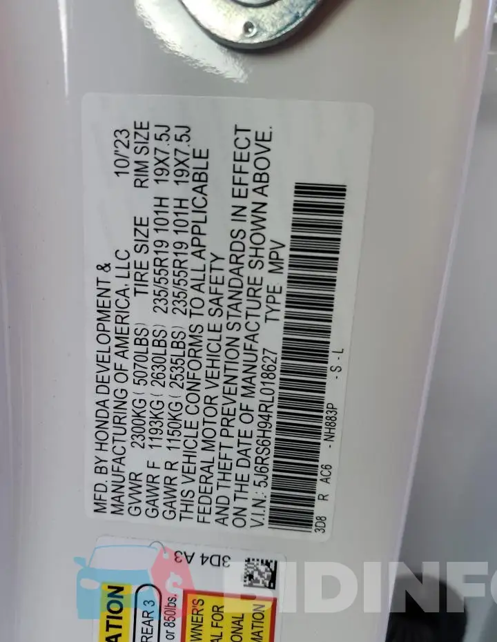 5J6RS6H94RL018627 Photo# 13