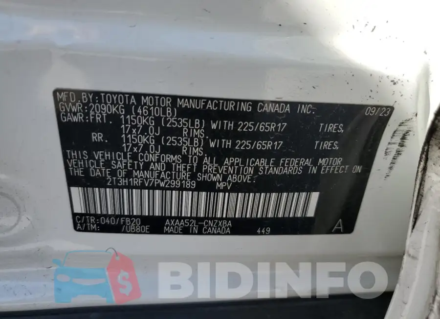 2T3H1RFV7PW299189 Photo# 12