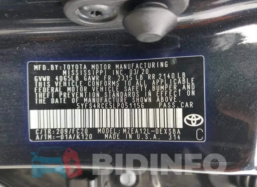 5YFS4RCE5LP051156 Photo# 12