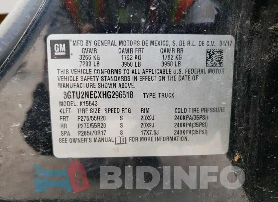 3GTU2NECXHG296518 Photo# 12