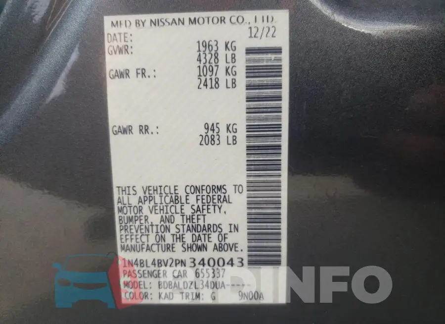 1N4BL4BV2PN340043 Photo# 12