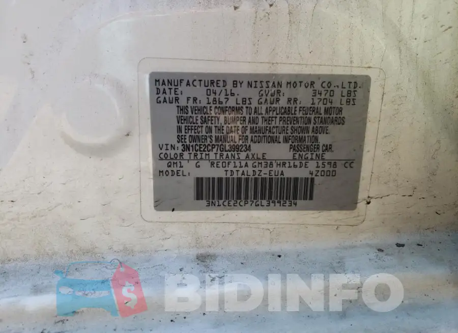 3N1CE2CP7GL399234 Photo# 13