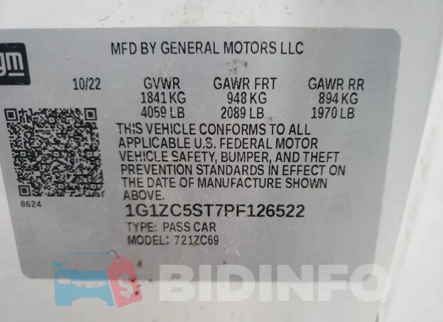 1G1ZC5ST7PF126522 Photo# 12