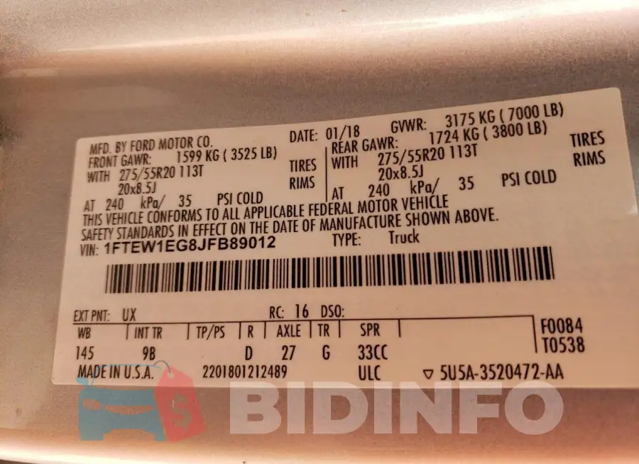 1FTEW1EG8JFB89012 Photo# 13