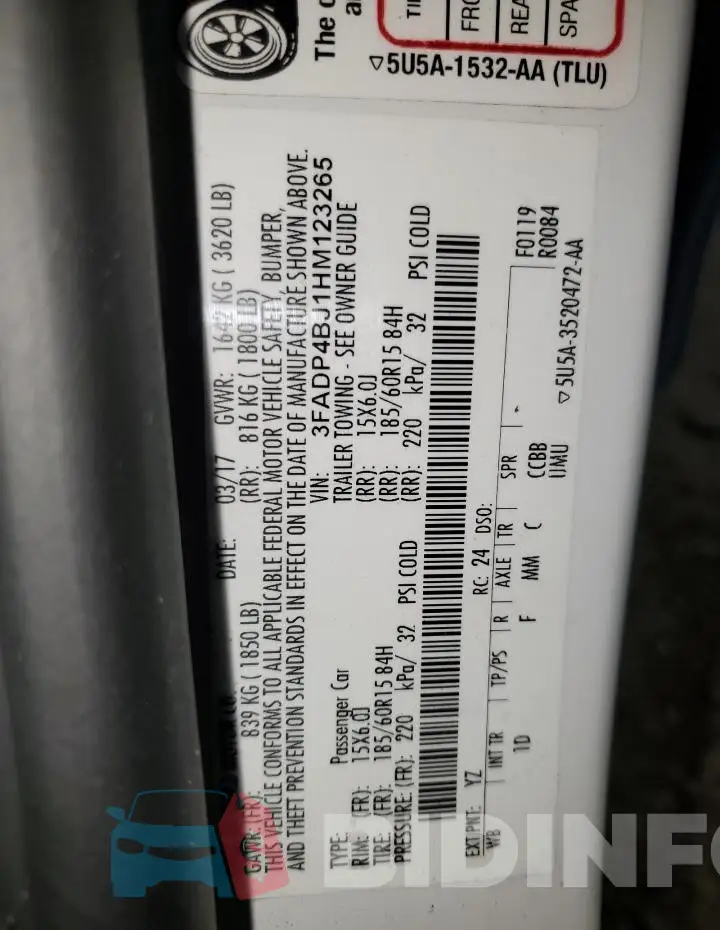 3FADP4BJ1HM123265 Photo# 13
