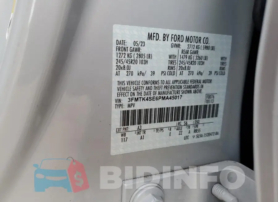3FMTK4SE6PMA45017 Photo# 12