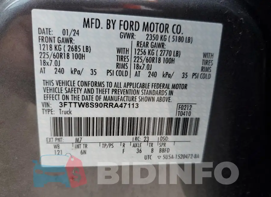 3FTTW8S90RRA47113 Photo# 12