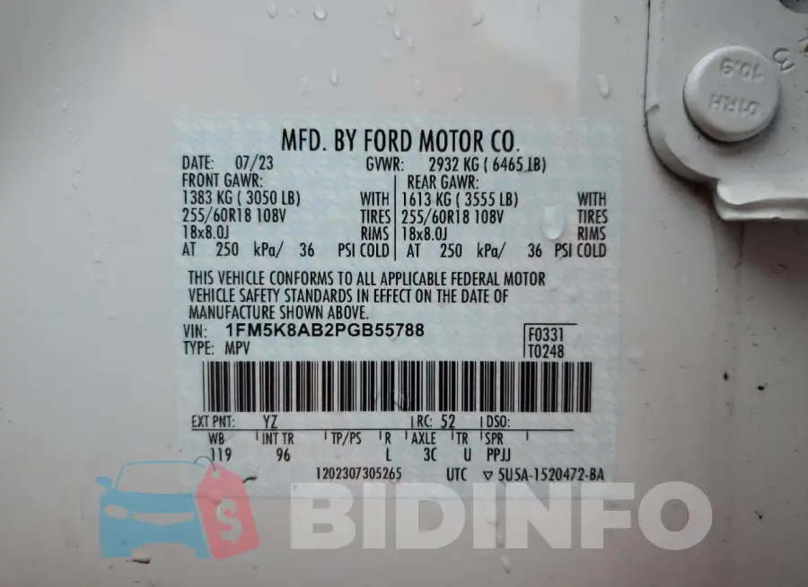 1FM5K8AB2PGB55788 Photo# 12