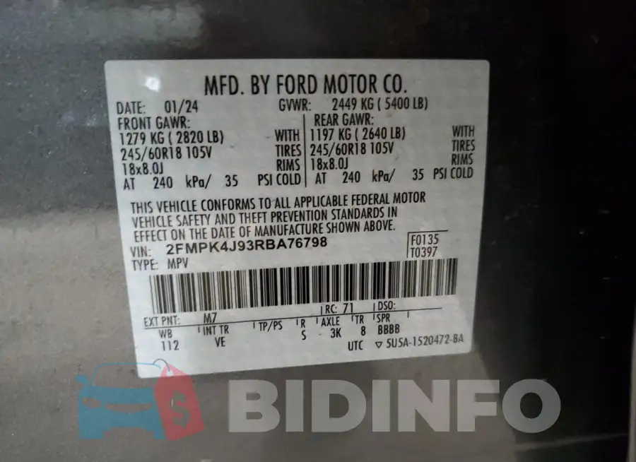 2FMPK4J93RBA76798 Photo# 13