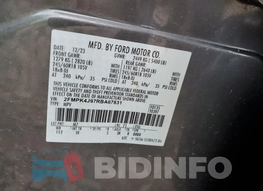 2FMPK4J97RBA67831 Photo# 14