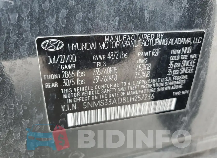 5NMS33AD8LH257236 Photo# 13