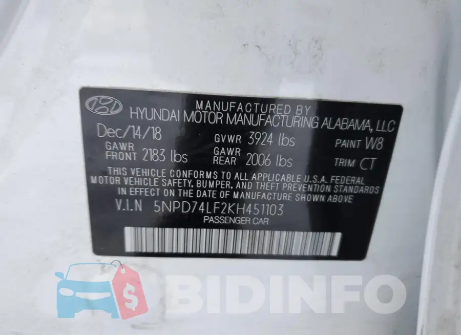5NPD74LF2KH451103 Photo# 12