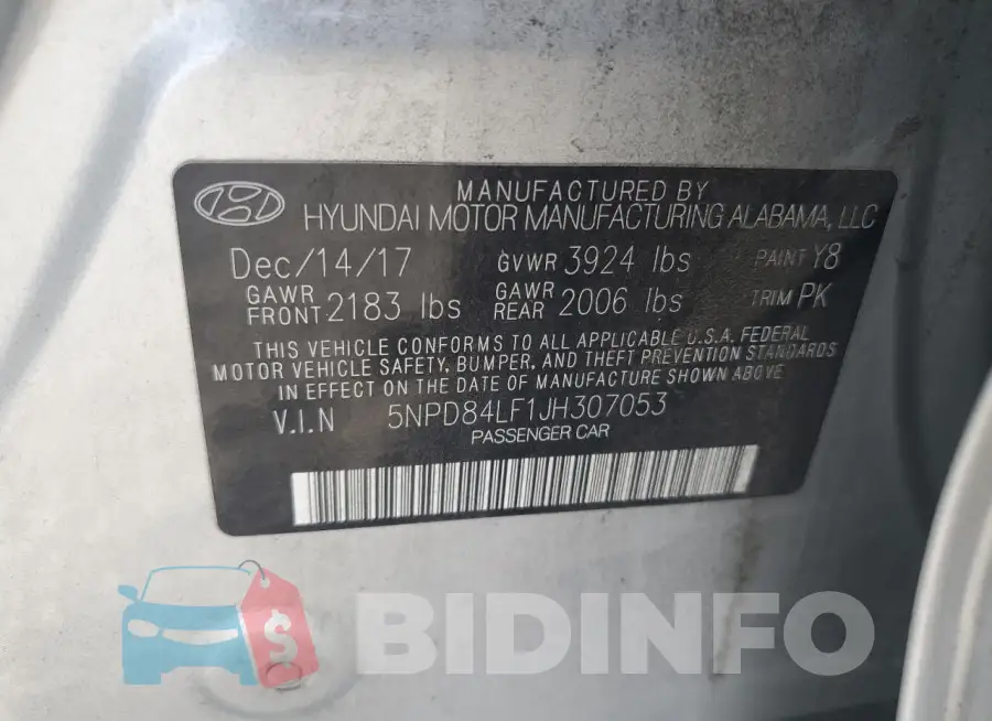 5NPD84LF1JH307053 Photo# 12