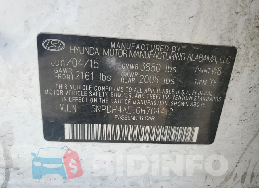 5NPDH4AE1GH704412 Photo# 12